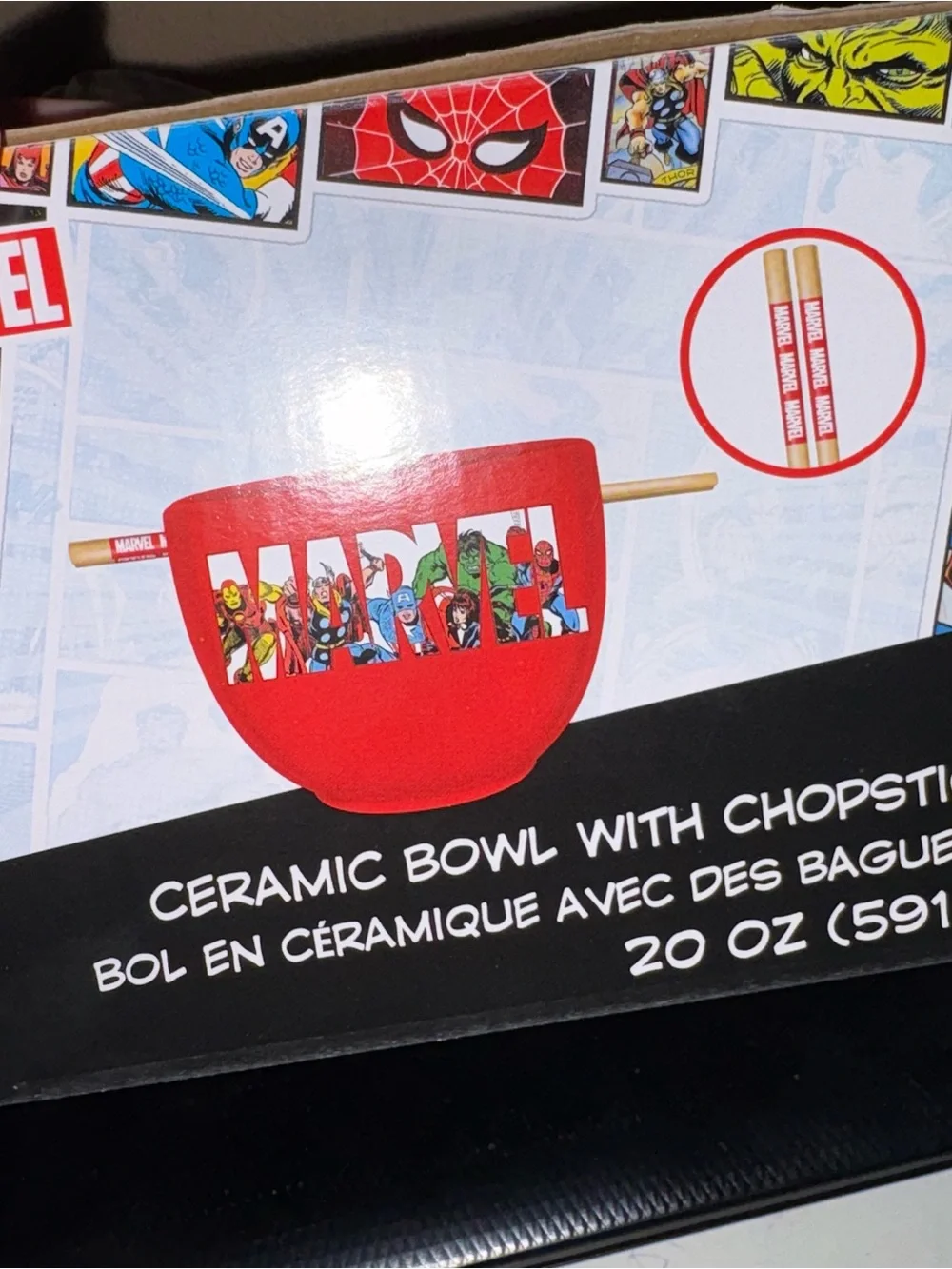 Marvel Red Ceramic Serving Bowl with Comic Character Art